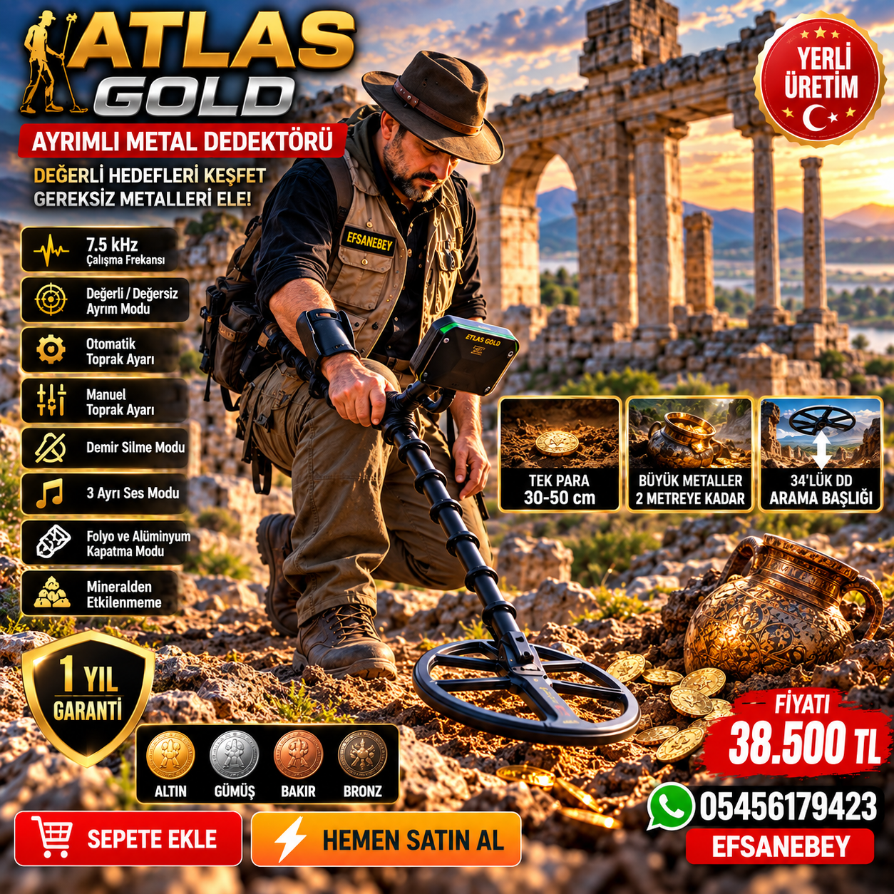 ATLAS GOLD AYRIMLI METAL DEDEKTÖRÜ - Görsel 2