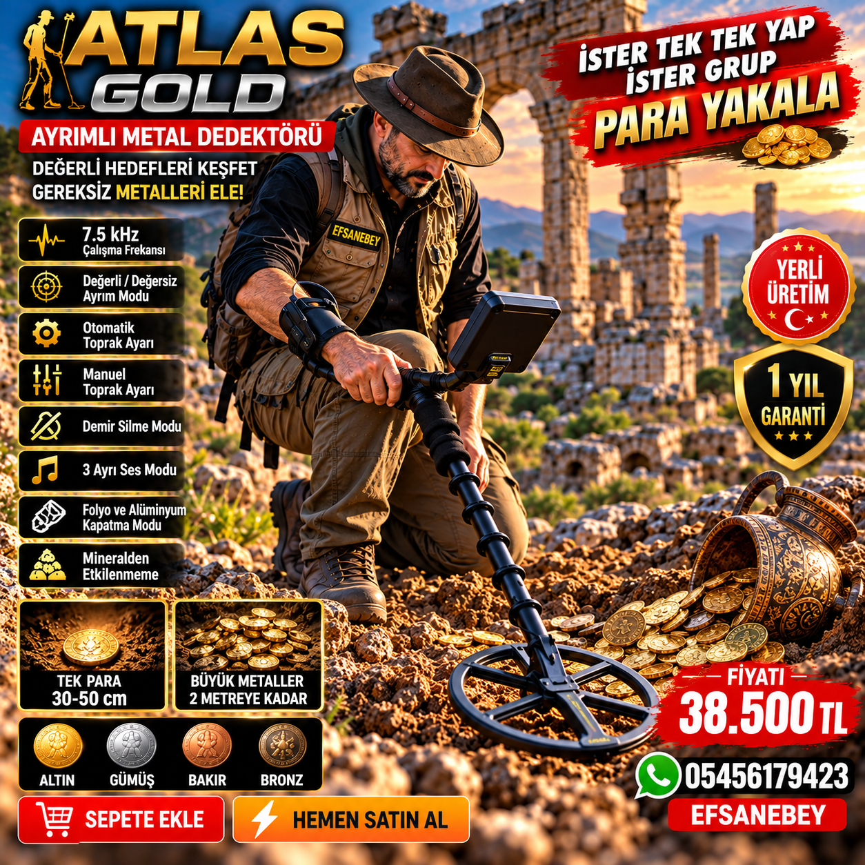 ATLAS GOLD AYRIMLI METAL DEDEKTÖRÜ - Görsel 3